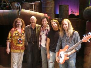 Doug Katsaros (keyboards/conductor), Tony Levin, Alan Childs (drums), Chris Cicchino (guitar), Dan Grennes (bass guitar) @ BroadwayWorld Doug Katsaros (keyboards/conductor), Tony Levin, Alan Childs (drums), Chris Cicchino Photo
